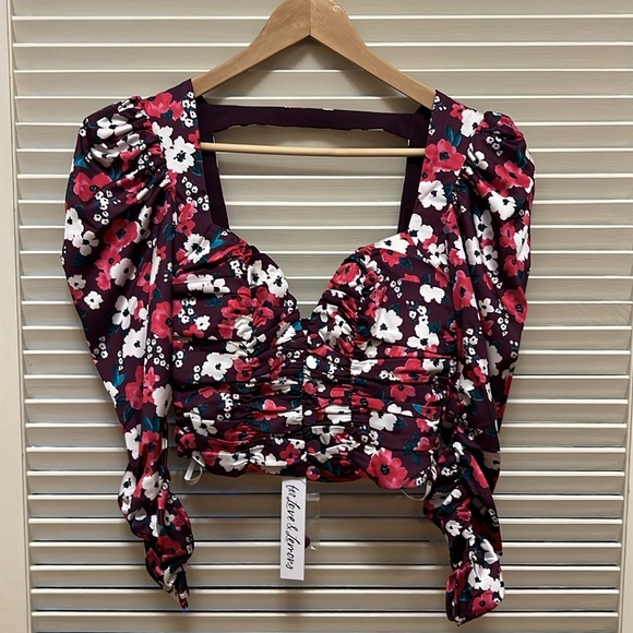 For Love And Lemons Penny Blouse in Fuchsia, Size XSmall - Picture 3 of 16